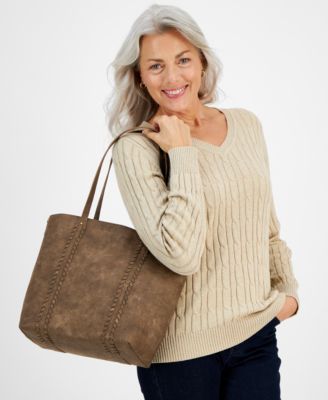 Whip-Stitch Medium Tote Bag, Exclusively at Macy's