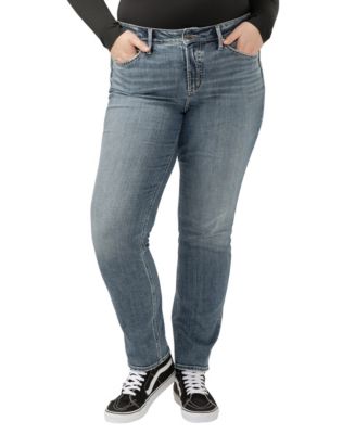 Silver Jeans Co. Plus Size Girlfriend Slim Leg Jeans - Mid Rise Comfort Stretch Denim