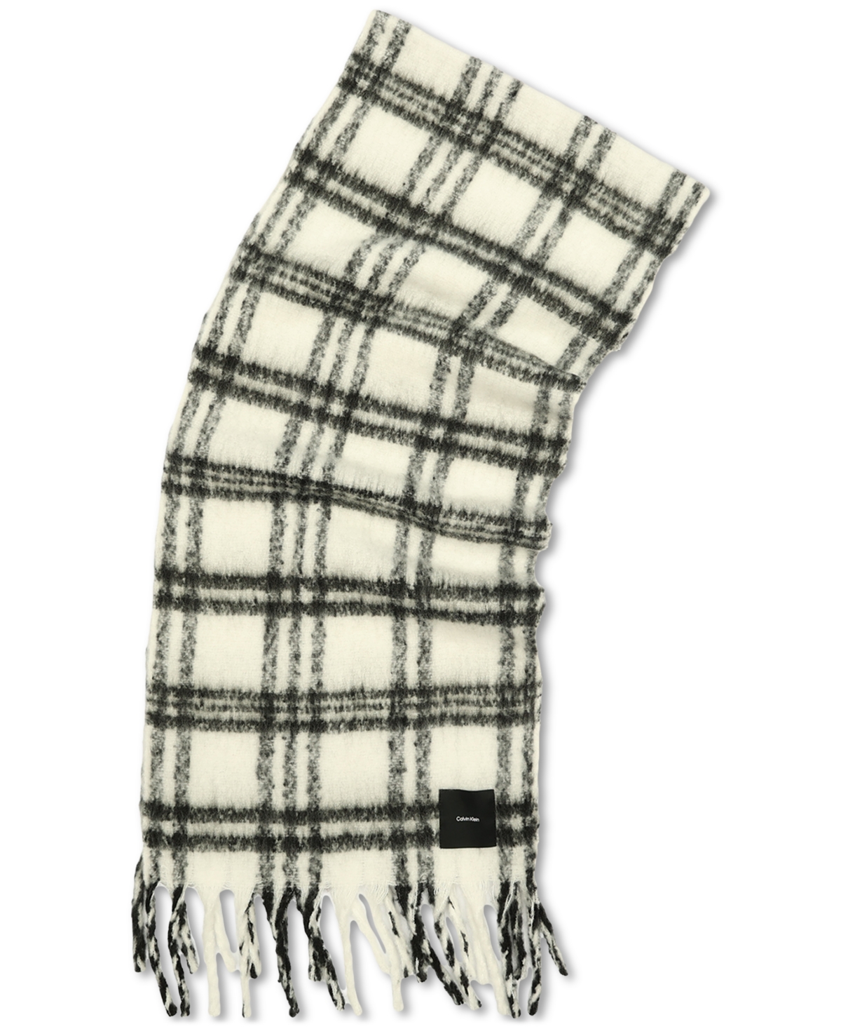 Calvin Klein Men's Plaid Yarn-dyed Scarf In Black Beau