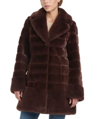 Jones New York Women s Faux Fur Notched Collar Coat Macy s