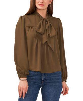 1.STATE - Women's Bow-Neck Long-Sleeve Blouse