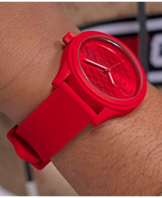 Men's Analog Red Silicone Watch 45mm