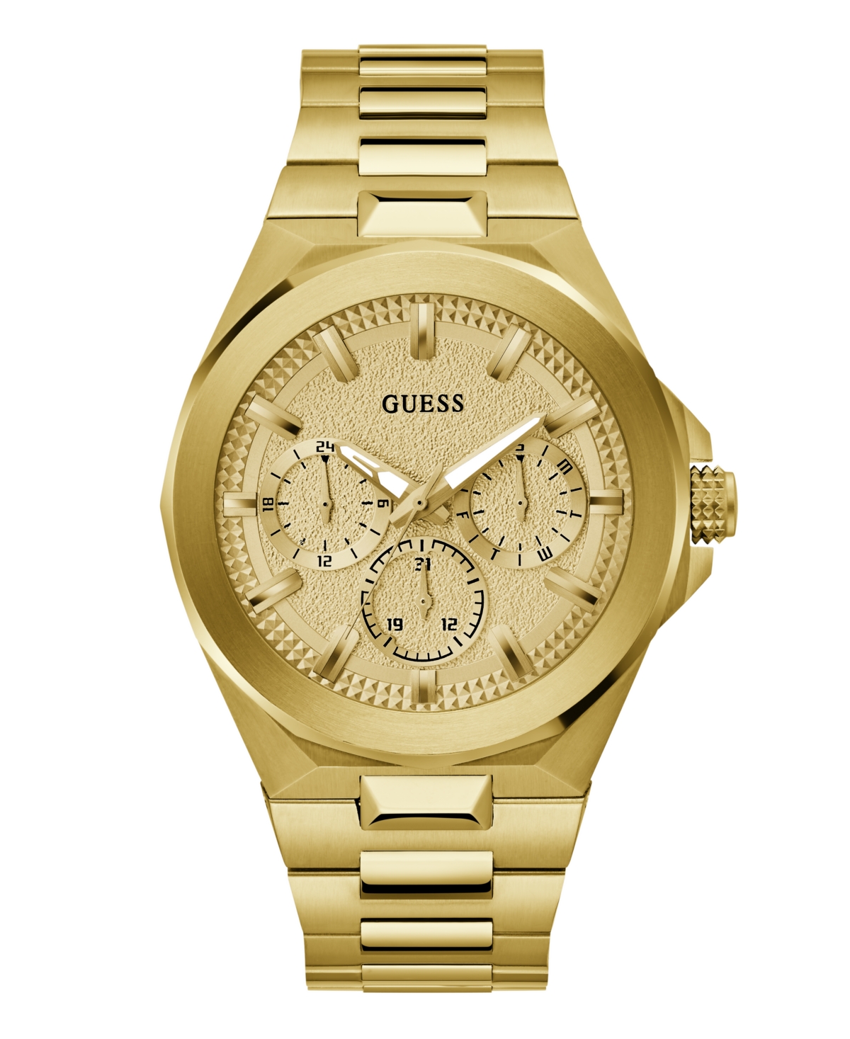 Guess Men's Multi-function Gold Steel Watch 46mm In Gold