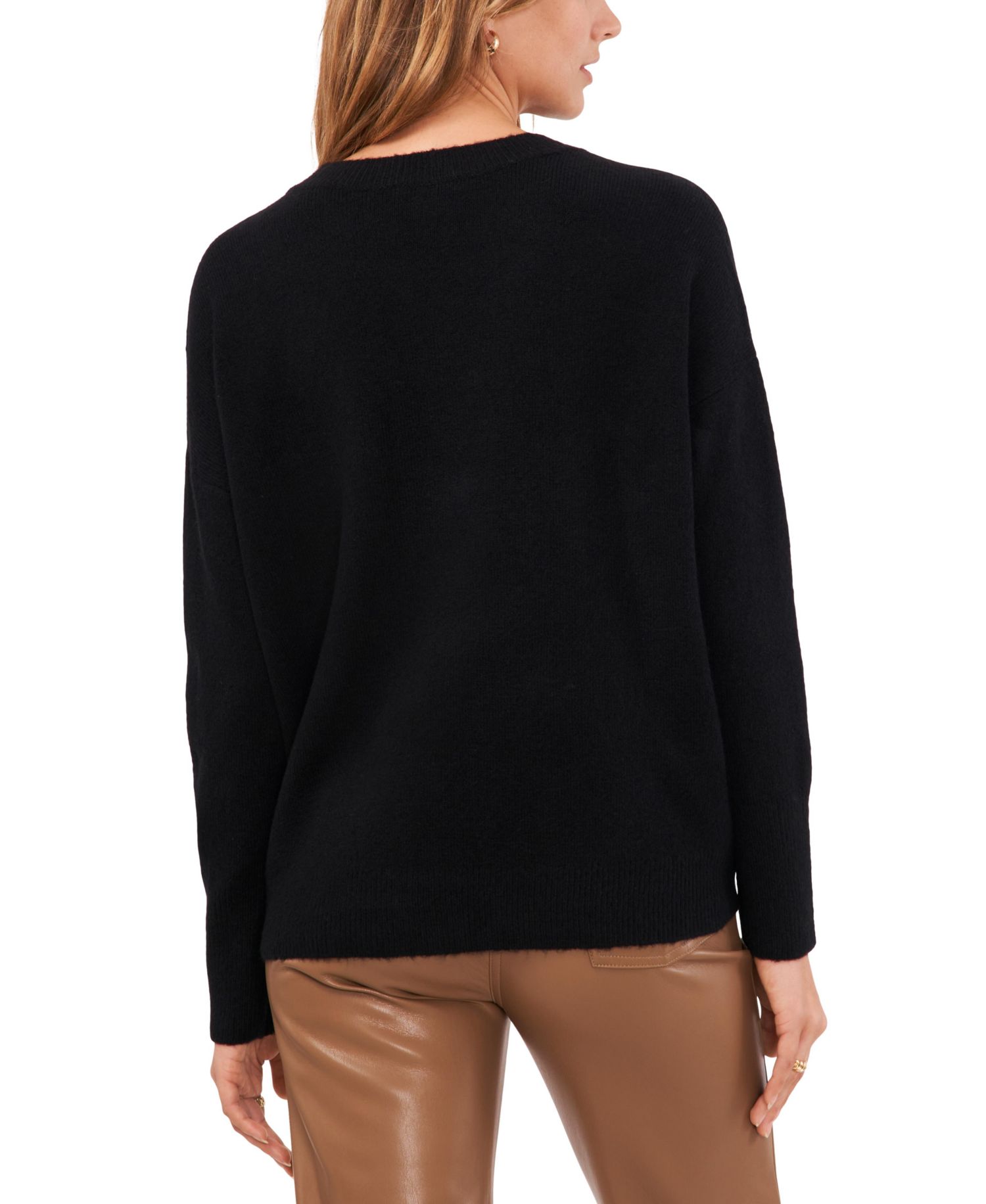 Women's Cozy V-Neck Dropped-Shoulder Sweater
