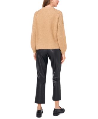 Women's Cozy Crewneck Sequined Raglan-Sleeve Sweater