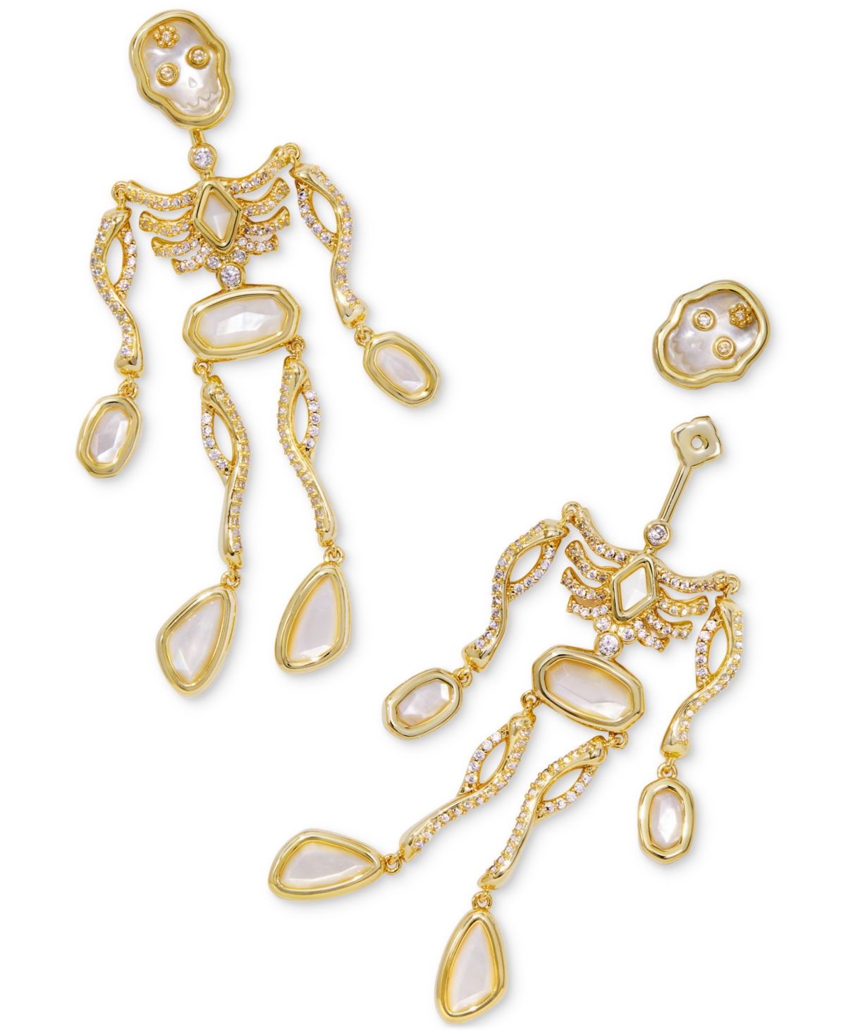Kendra Scott Gold-tone Skeleton Mother-of-pearl Statement Earrings In Gold Ivory
