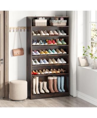 Tall Shoe Cabinet, 9 Tiers, Holds 40-45 Pairs, Heavy-Duty Wood Freestanding Shoe Storage