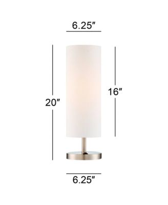 Heyburn Modern Accent Table Lamp 20" High Brushed Steel with USB and AC Power Outlet in Base Off White Cylinder Shade for Bedroom Desk