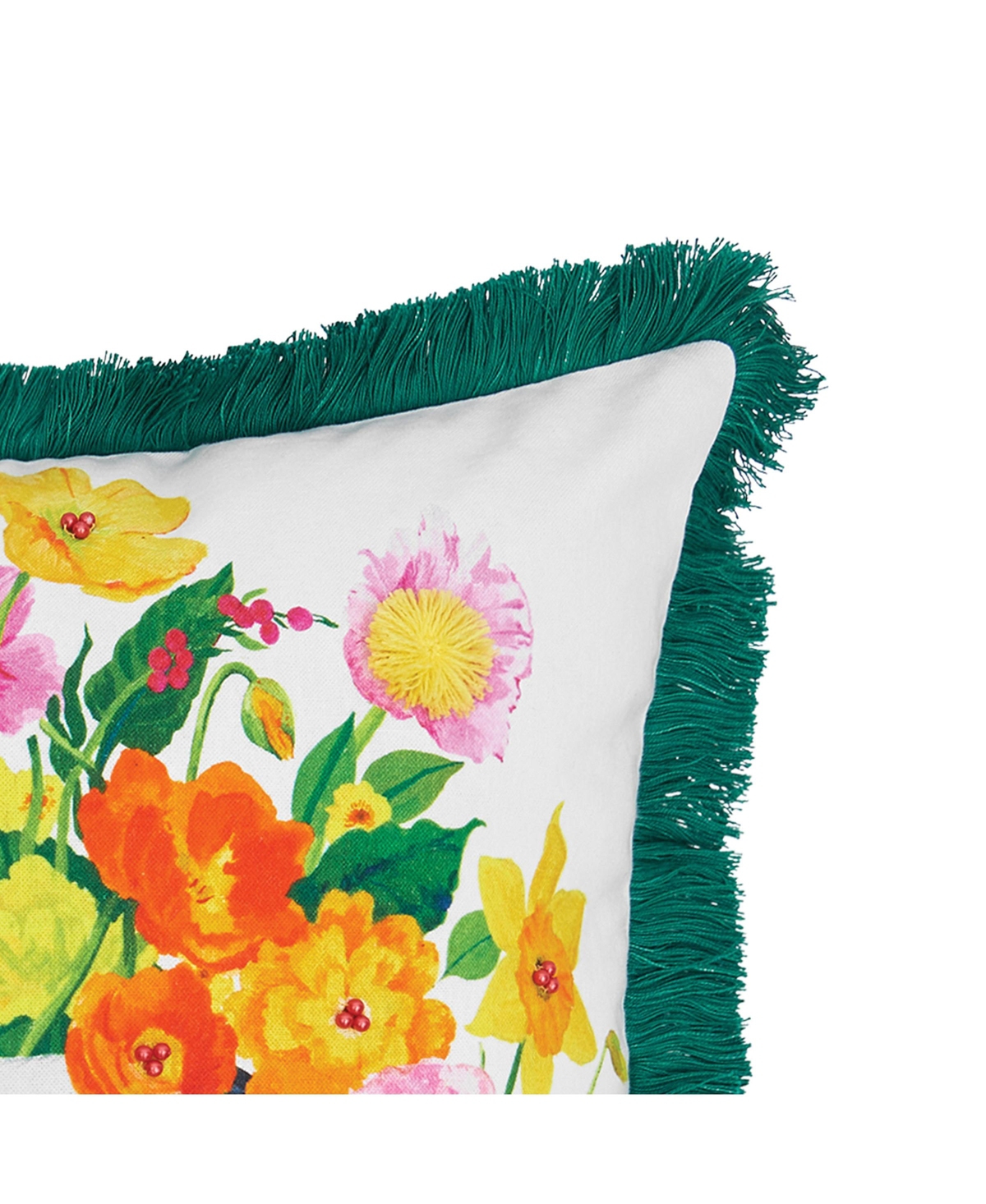 18" x 18" Bunny Floral Spring Printed and Embellished Spring Easter Themed Accent Throw Pillow