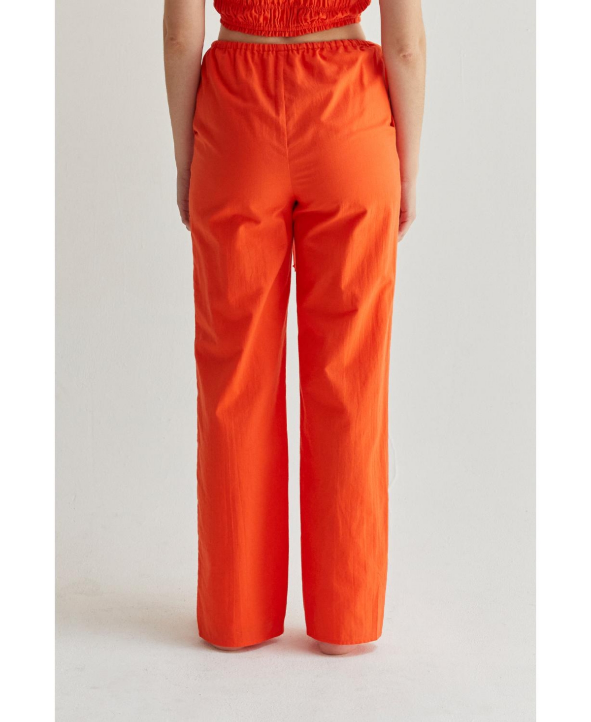 Crescent Women's Elise Drawstring Straight Leg Pants - Bright orange + poppy