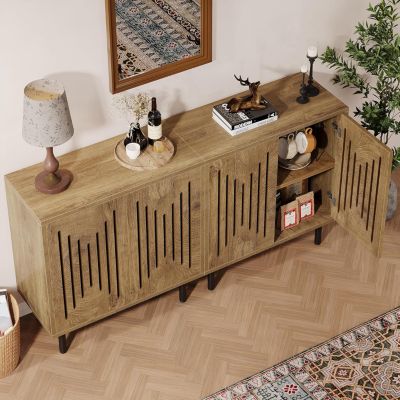 Sideboard Buffet with Storage, 59" Buffet Sideboard Cabinet with Adjustable Shelves