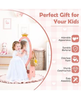 Kids Full Length Mirror Free-Standing 360° Dressing Wooden Princess