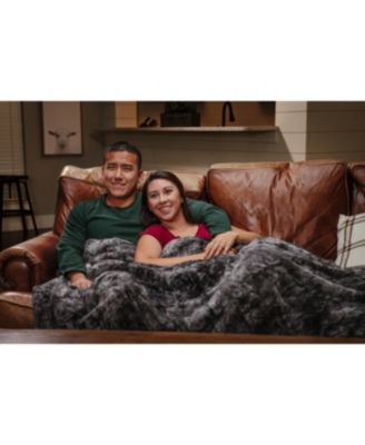 Premium Wolf Faux Fur & Sherpa Minky Reversible Blanket, Throw
