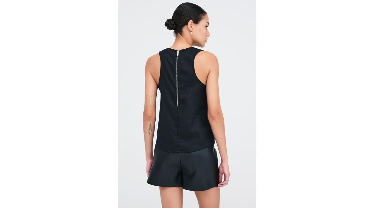 Женский топ Marcella McKinley Sheer Linen Sleeveless A-Line with Back Zip, цвет: Чёрный — фото 3