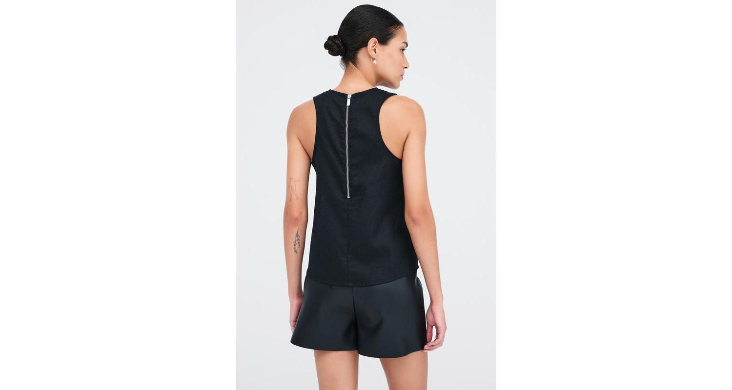 Women's McKinley Sheer Linen Sleeveless A-Line Top with Back Zip