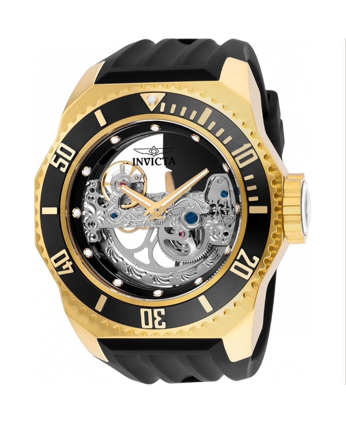 Men's 25625 Pro Diver Automatic 3 Hand Black Dial Watch - Black