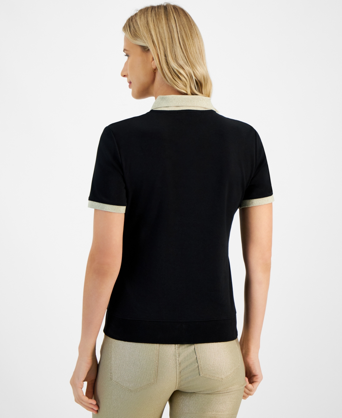 Tommy Hilfiger Women's Cotton Contrast-Trim Polo Top