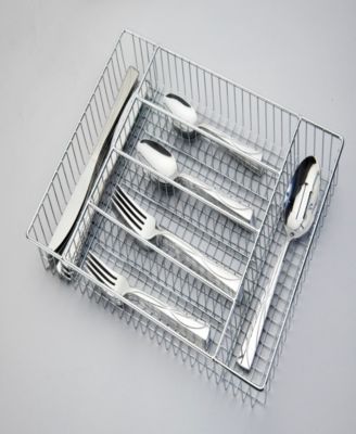 Jara Mirror 42 Piece Flatware Set with Wire Caddy, Service for 8 