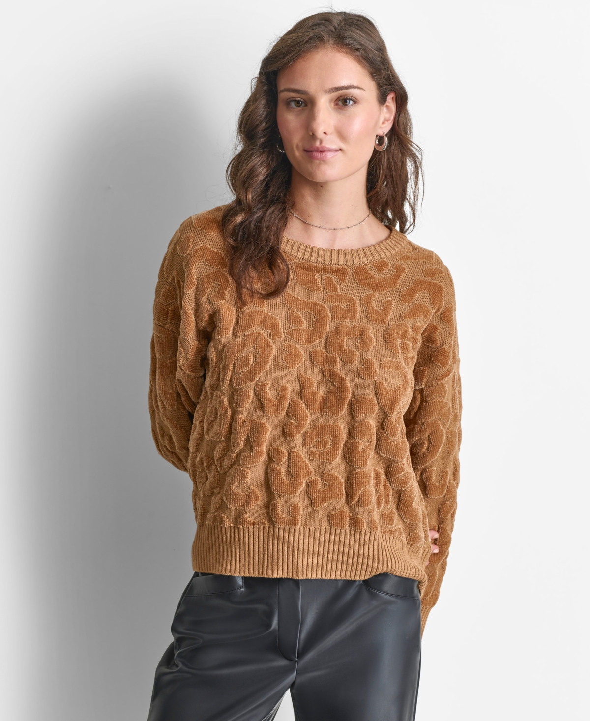 Dkny Women's Round-Neck Animal Chenille Sweater