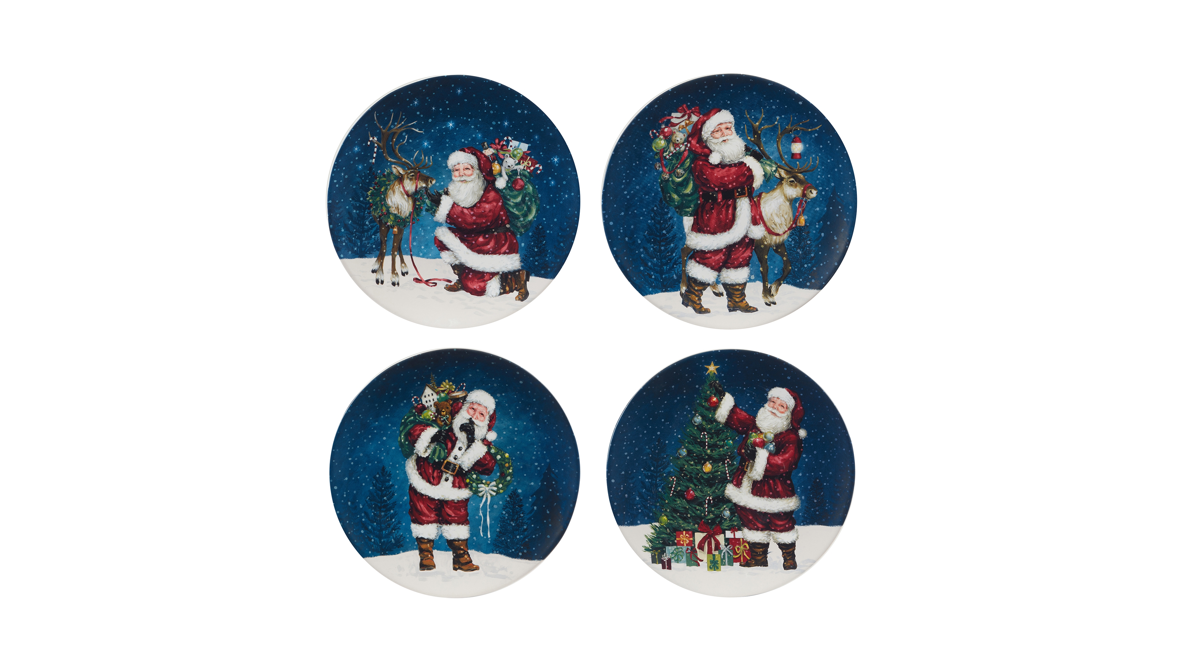 Certified International Santa's Secret Dinner Plates, Set of 4