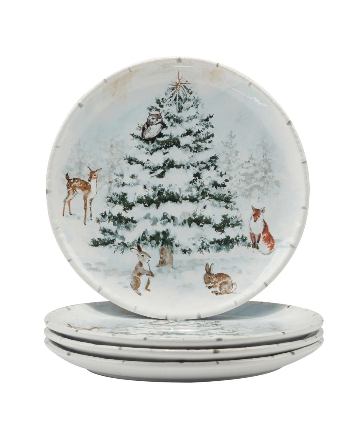 Certified International Winter's Frost Dinner Plates, Set Of 4 In Multi