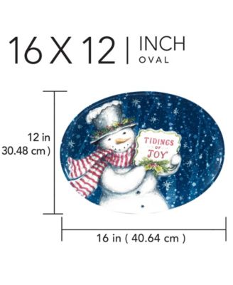 Snowman Greetings Oval Serving Platter