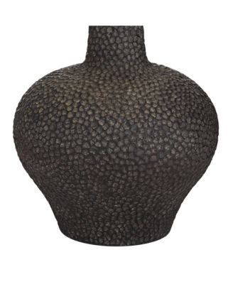 Lukas Modern Mid Century Table Lamp 27" Tall Black Pebbled White Cream Drum Shade for Bedroom Living Room Bedside Nightstand Kids