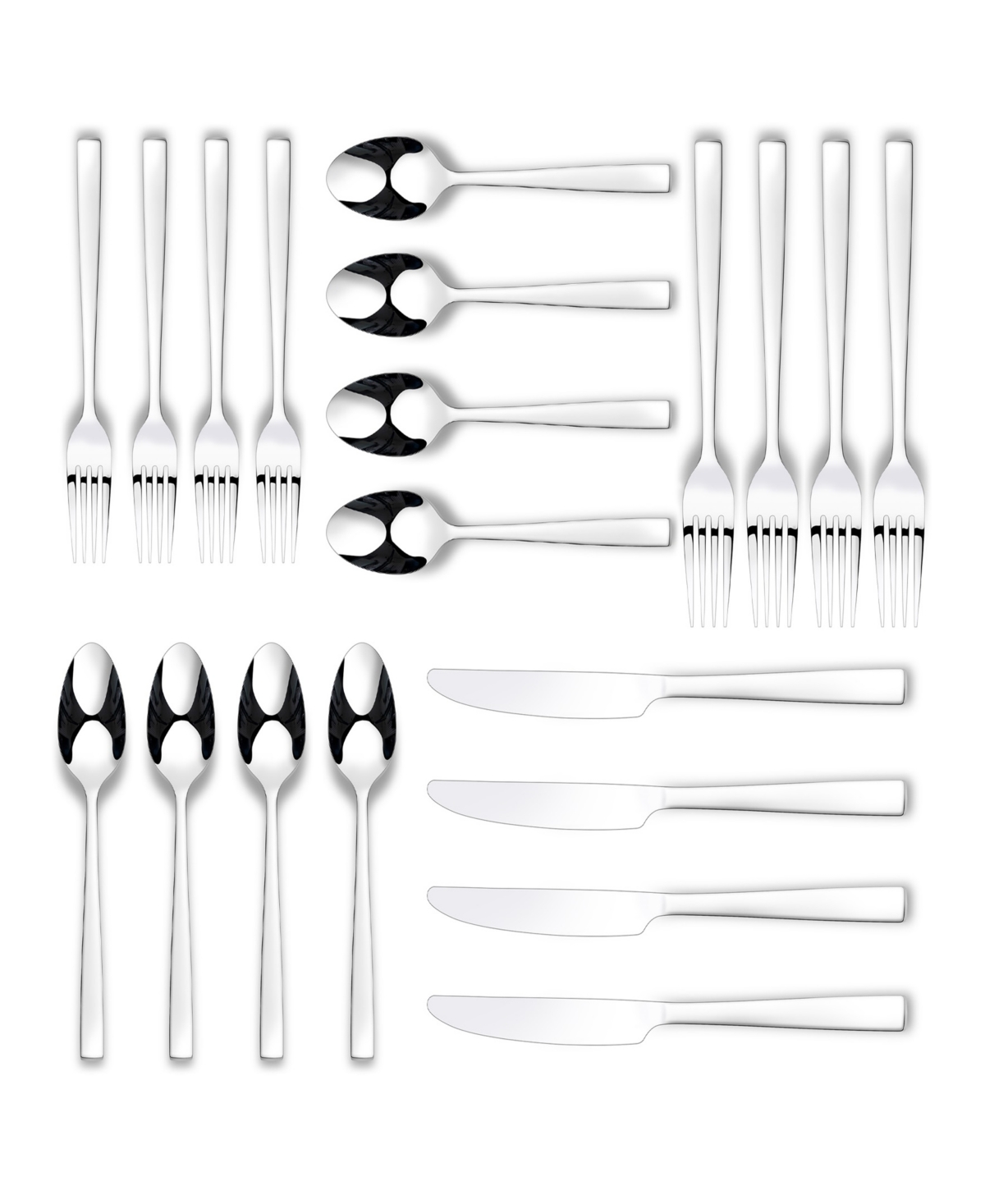 Ornative Lola Mirror Service For 4 20 Piece Flatware Set In Silver