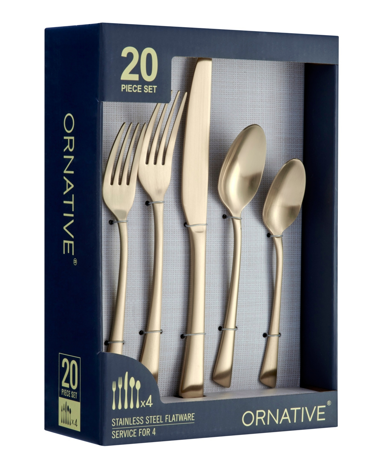 Ornative Abril Service For 4 20 Piece Flatware Set In Gold