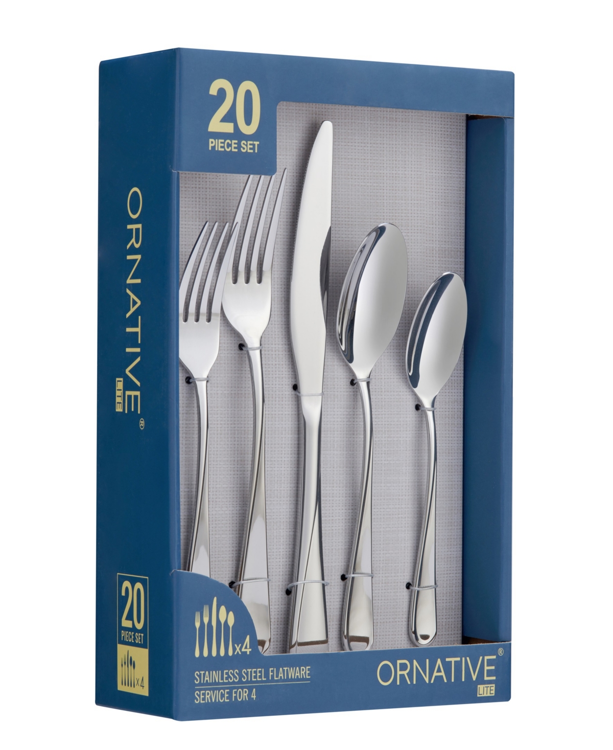 Ornative Noa Mirror Service For 4 20 Piece Flatware Set In Silver