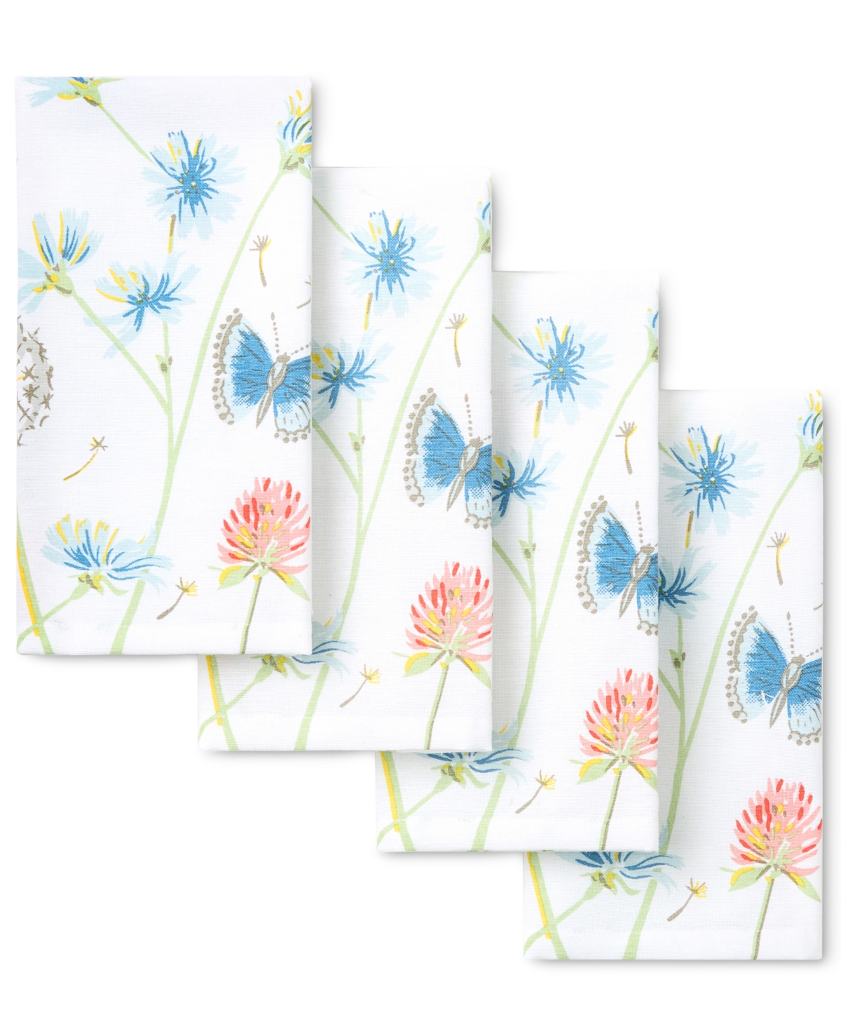 Breezy Floral Napkin 19" x 19", Set of 4 - White/Blue/Pink