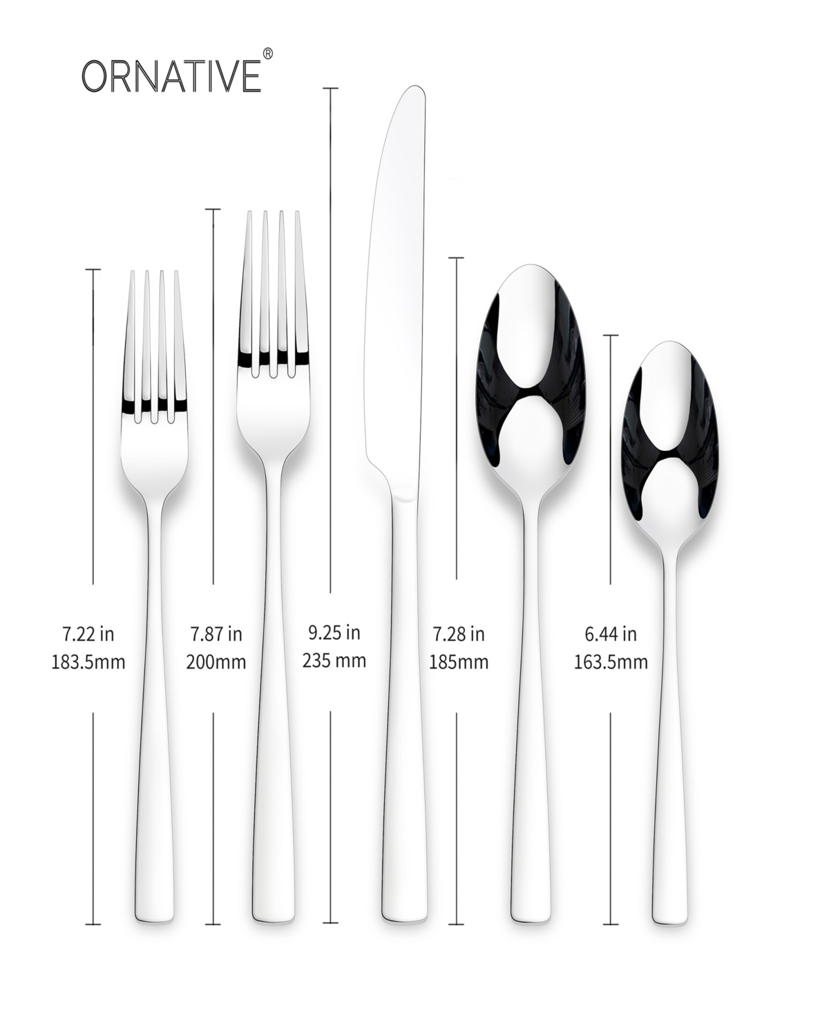 Ornative Adila Mirror Service For 4 20 Piece Flatware Set In Silver