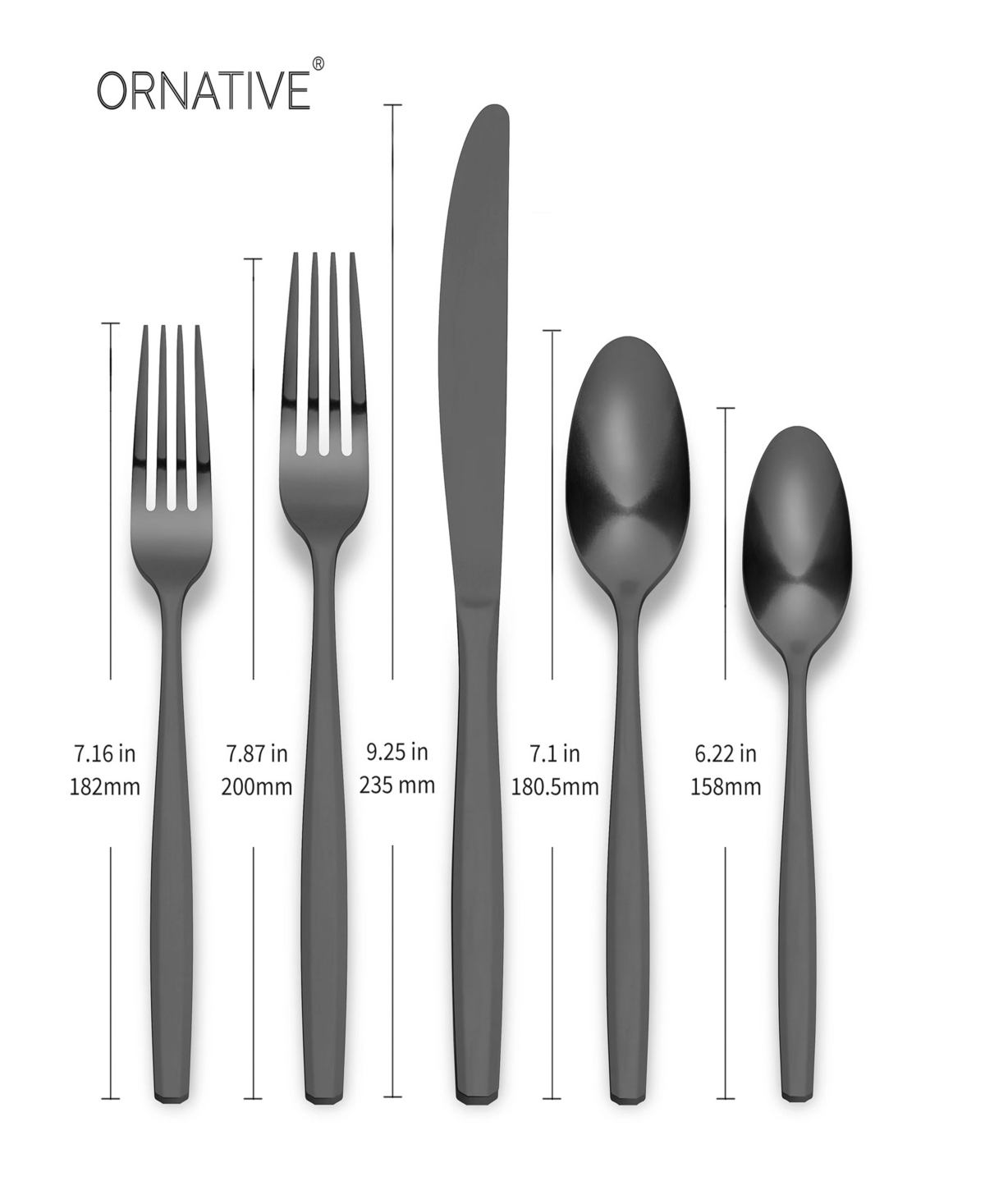 Ornative Amias Service For 4 20 Piece Flatware Set In Black