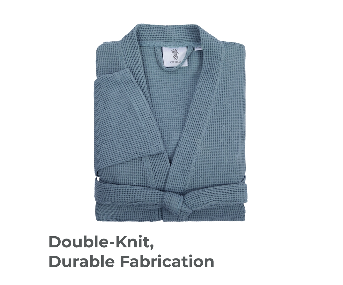 Cariloha Waffle Knit Bath Robe | Marine Blue | Unisex, Large/X-Large | Viscose Material | Soft, Comfortable, & Wicks Moisture