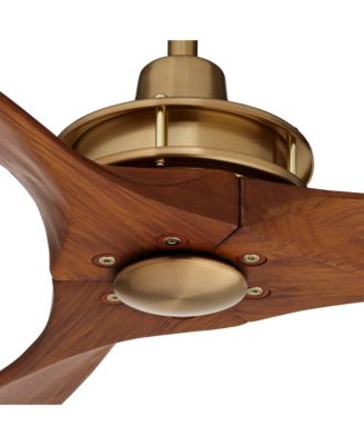 52" Windspun Modern Indoor Ceiling Fan 3 Blade Remote Control Brass Finish Motor Walnut Finish Wood Blades Bedroom