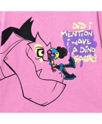 Little Girls Moon Devil Dinosaur Oversized Drop Shoulder T-Shirt and Shorts Outfit Set