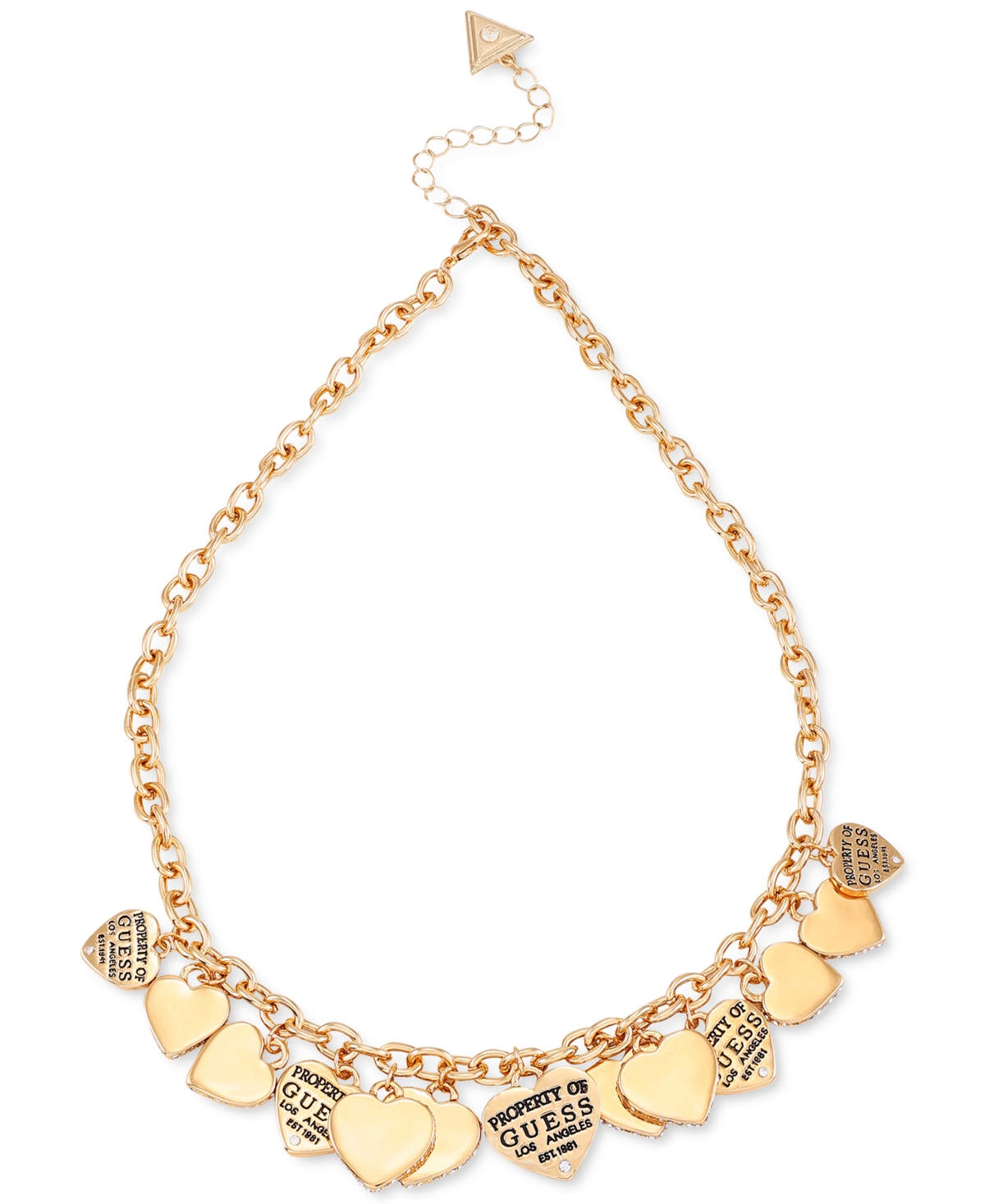 GuessTone Pave & Logo Heart Charm Statement Necklace, 18