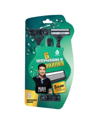 Mario Lopez 6 Disposable Razors - 3 Blade Shaving Surface Technology