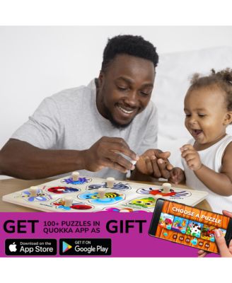 6X Wooden Puzzles for Toddlers 1-3 with Rack - Alphabet, Numbers, Animals