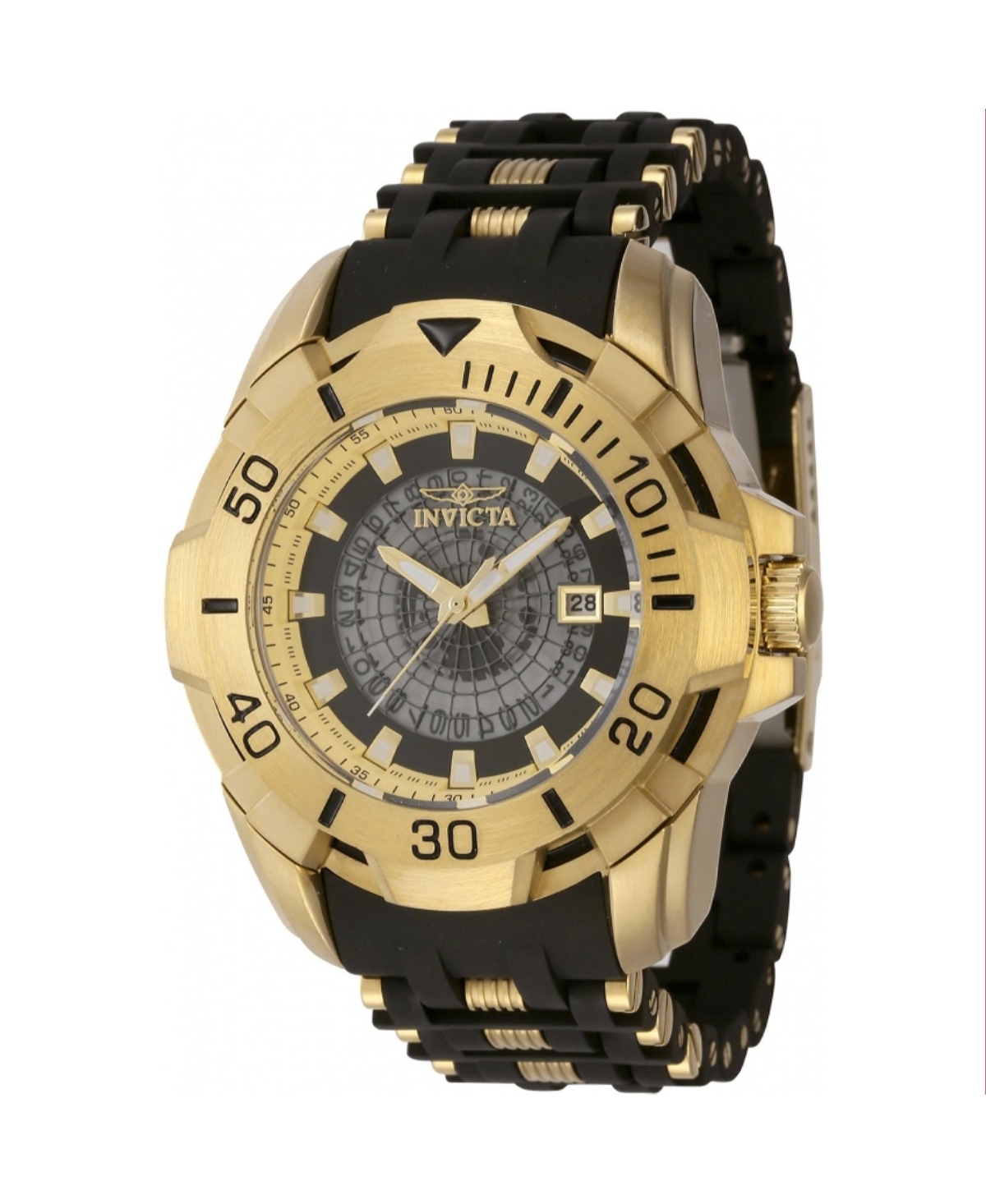 Invicta Men's 44129 Sea Spider Quartz Multifunction Gold, Transparent Dial Watch - Black
