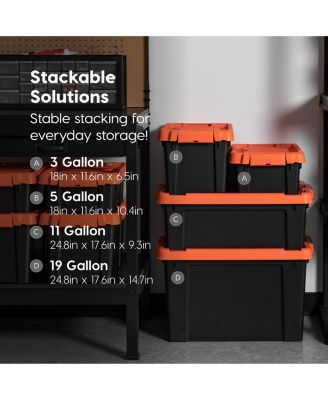 Remington 10 Gallon Loackable Storage Totes with Lids, Green Lid, Heavy-Duty Durable Stackable Containers, Large Garage Organizing Bins Moving Tubs, Rugged Sturdy Equipment Utility Tool Box