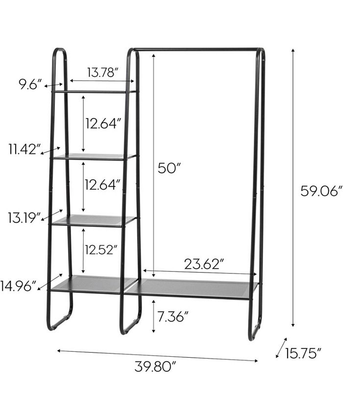 IRIS USA Clothes Rack with 4 Metal Shelves, Freestanding Clothing Racks ...