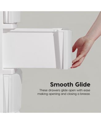 USA 4 Slim Drawer Storage, Organizer Unit for Bedroom, Closet, Kitchen, Bathroom, Laundry Room, Dorm, White Frame with Matte White Front Panels, Set of 1