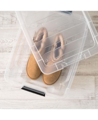 6 Pack 32qt Clear View Plastic Storage Bin with Lid and Secure Latching Buckles