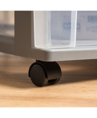 USA 3 Drawer Wide Storage Drawer Cart with Caster Wheels, Plastic Rolling Dresser for Home Closet Bedroom Bathroom Office Laundry Kitchen