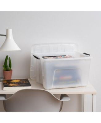 IRIS 4 Pack 40qt Plastic Storage Bin with Lid and Secure Latching Buckles, Pearl