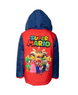 Boys SUPER MARIO Zip Up Winter Coat Puffer Jacket