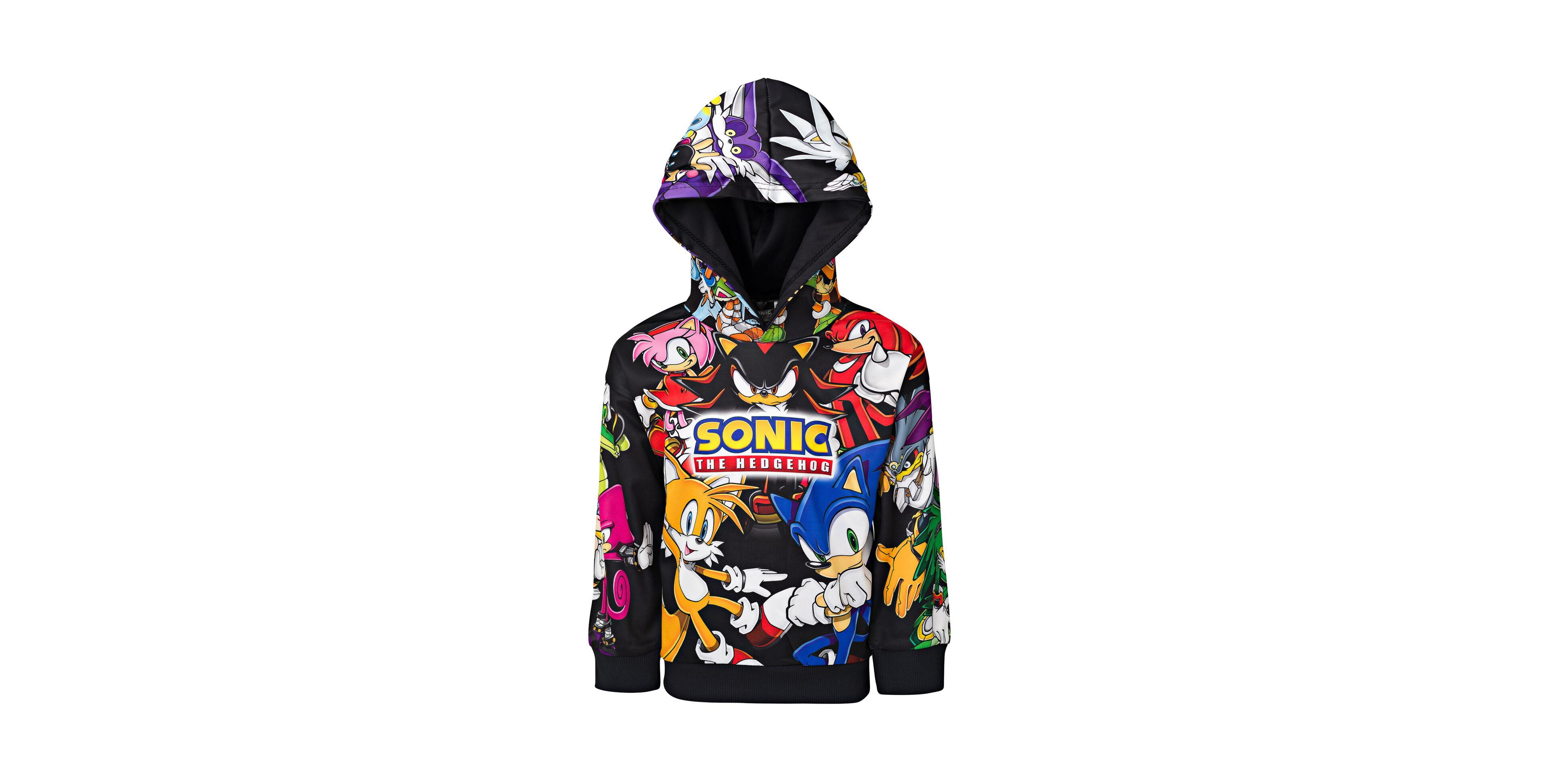 Sega Boys Sonic the Hedgehog Knuckles Shadow Tails Fleece Pullover Hoodie to
