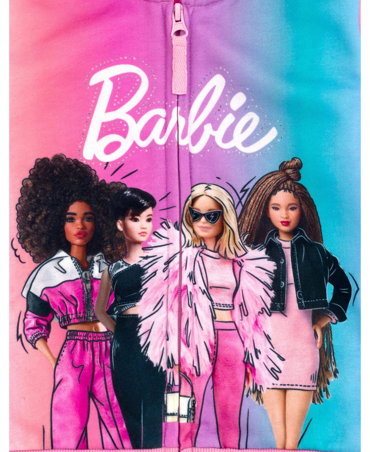 Худи Barbie Zip-Up для девочек, цвет: Розовый синий — фото 6