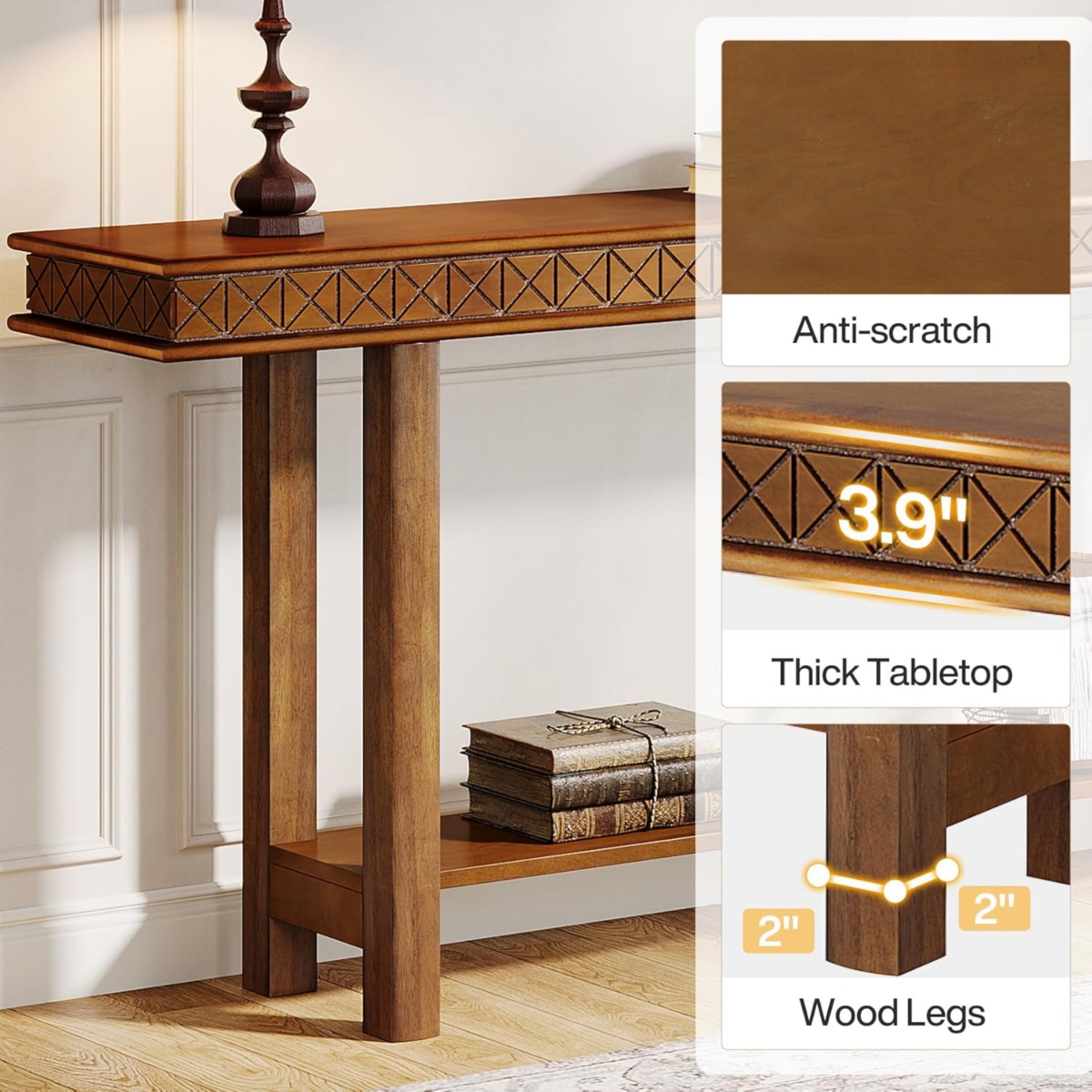 Tribesigns 70.9-Inch Extra Long Console Table, Wood Sofa Table Behind Couch Narrow Long, 2-Tier Entryway Accent Table with Storage for Living Room, Ha